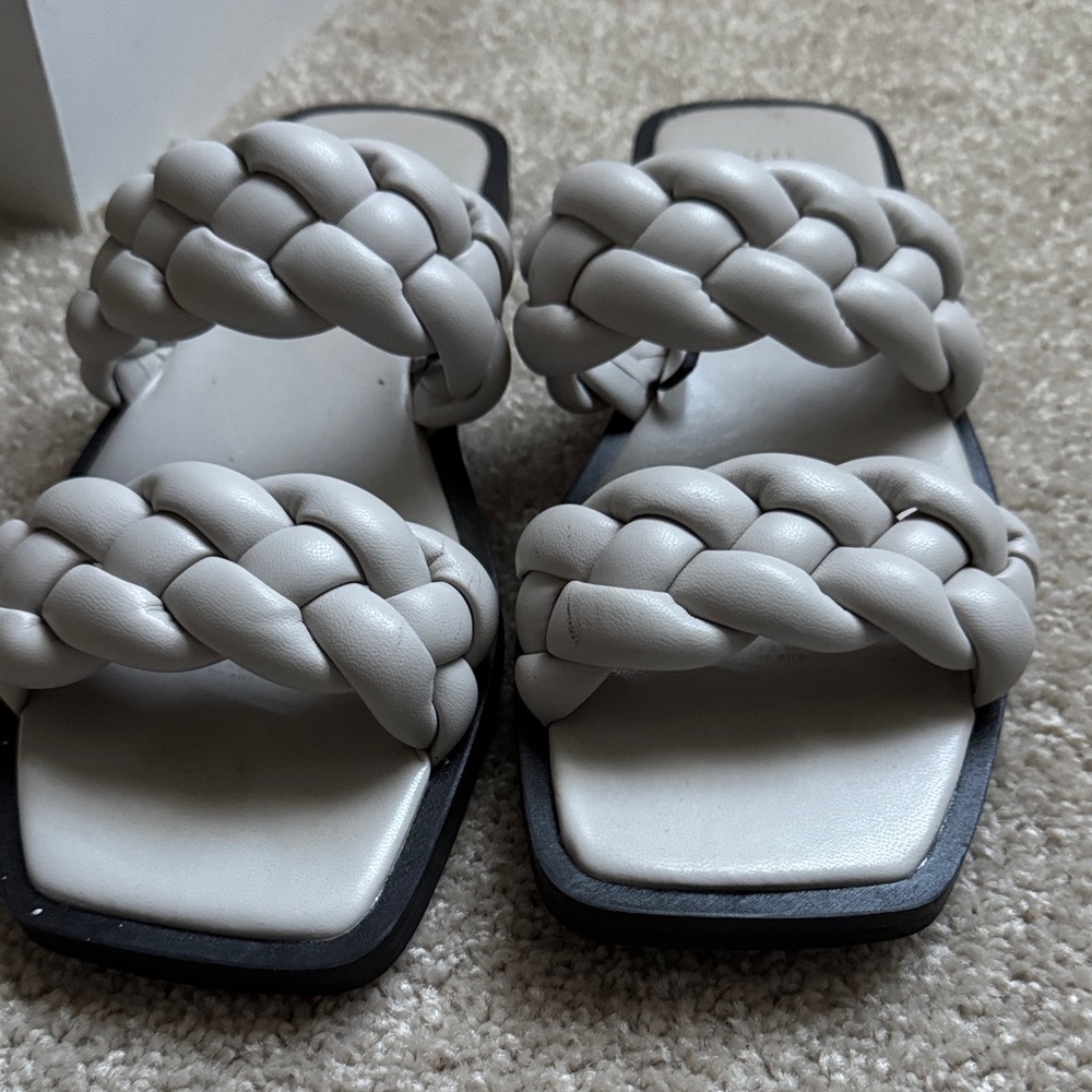 H&M White Braided Sandals